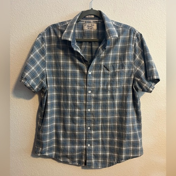 𝅺penguin Classic Fit Blue and Green Plaid Shirt Size Large - Picture 1 of 8